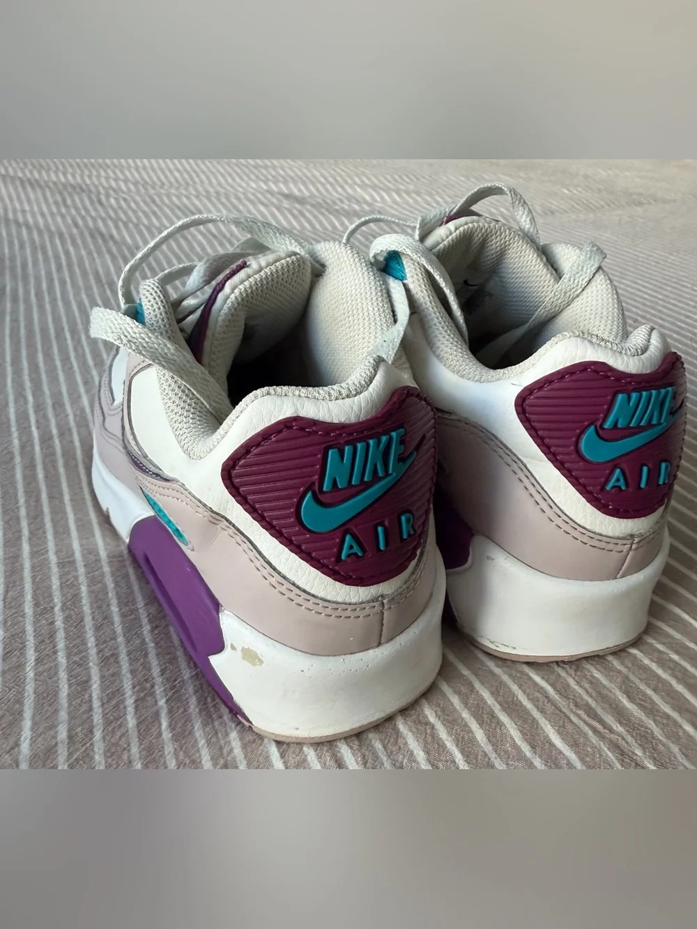 Nike Air Max White, Purple and Teal, 4Y